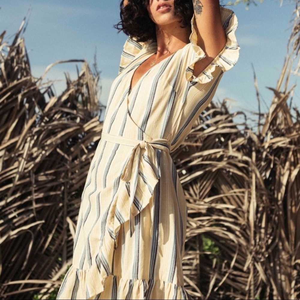Billabong Striped Mini Dress - Cream and Blue